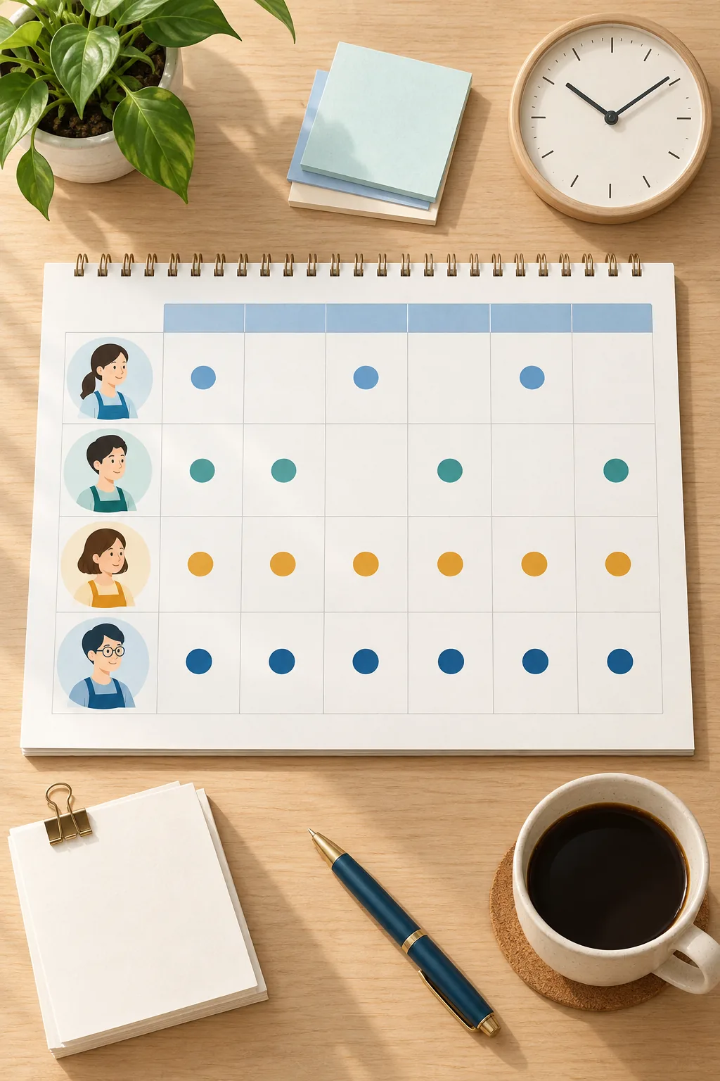 Illustration of different paid leave patterns for one to four weekly workdays